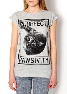 T-shirt wzór kot